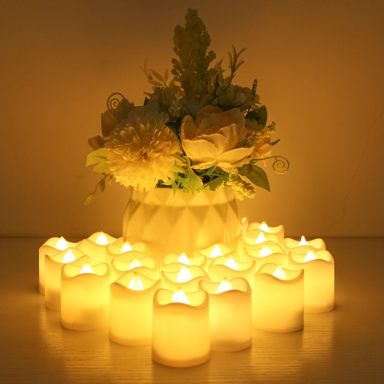 Flameless LED Tea Lights Set, Battery Operated Votive Candles Decor